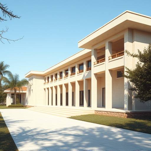 Architectural rendering of the museum expansion project in 1980, showing the addition of a new wing to the original villa.