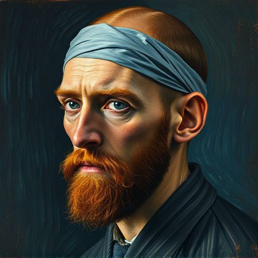 Vincent van Gogh's Self-Portrait with Bandaged Ear, portraying him after an episode of mental distress.